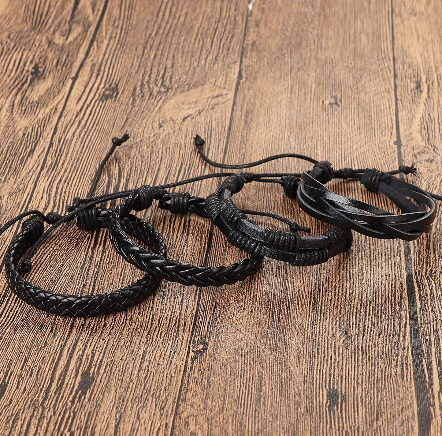 Hanpabum 18Pcs Braided Leather Bracelets for Men Women Woven Cuff Wrap Bracelet Wood Beads Ethnic Tribal Bracelets Adjustable Apparel & Accessories > Jewelry > Bracelets HANPABUM