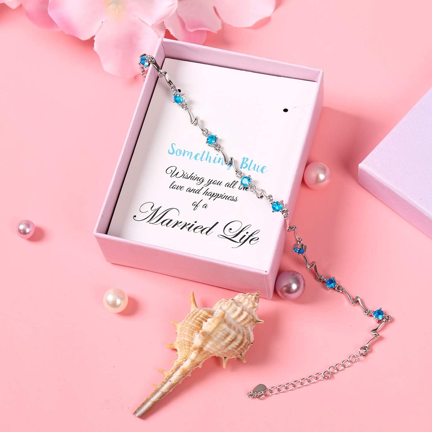 Something Blue Bride Anklet, Wedding Gift for Bride, Bridal Shower Gift, Gift Box Packaged (Blue Anklet) Apparel & Accessories > Jewelry > Anklets TRULIVA