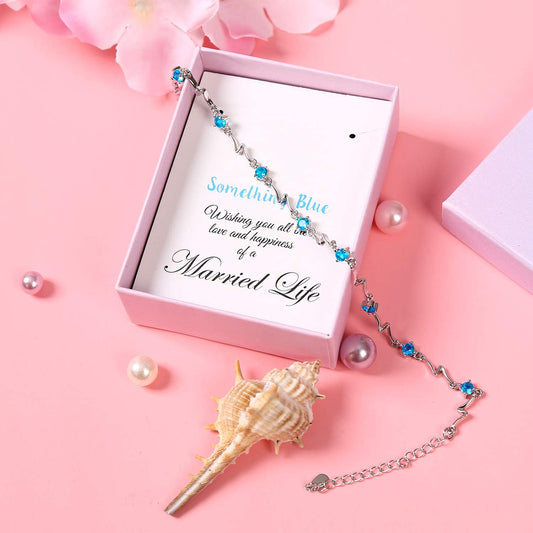 Something Blue Bride Anklet, Wedding Gift for Bride, Bridal Shower Gift, Gift Box Packaged (Blue Anklet) Apparel & Accessories > Jewelry > Anklets TRULIVA