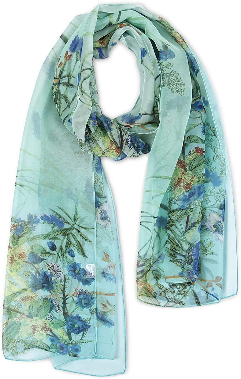 E-Clover Women Soft Floral Print Shawl Chiffon Sheer Scarf Apparel & Accessories > Clothing Accessories > Scarves & Shawls E-Clover Floral Green