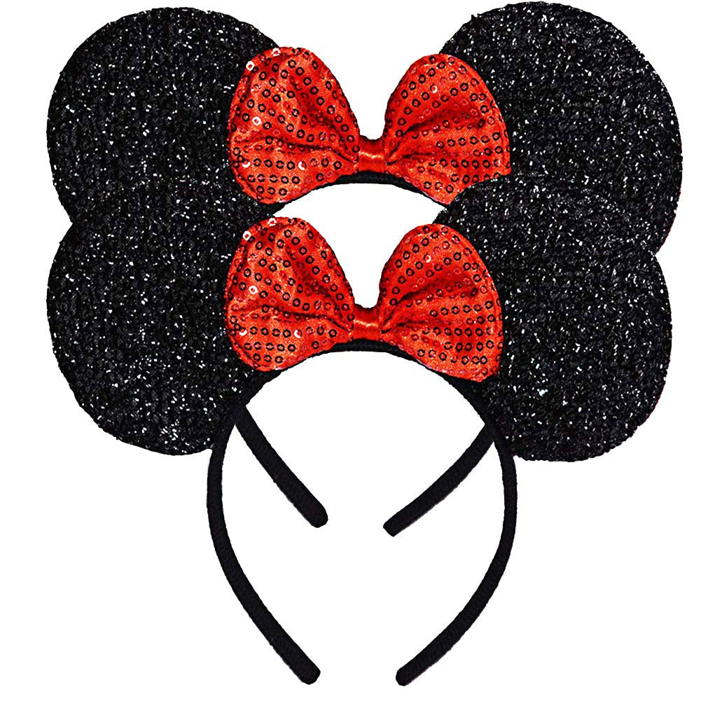 FANYITY Mickey Ears, 2 Pcs Minnie Ears Headbands Hair Band for Christmas Party Apparel & Accessories > Clothing Accessories > Headwear FANYITY Red