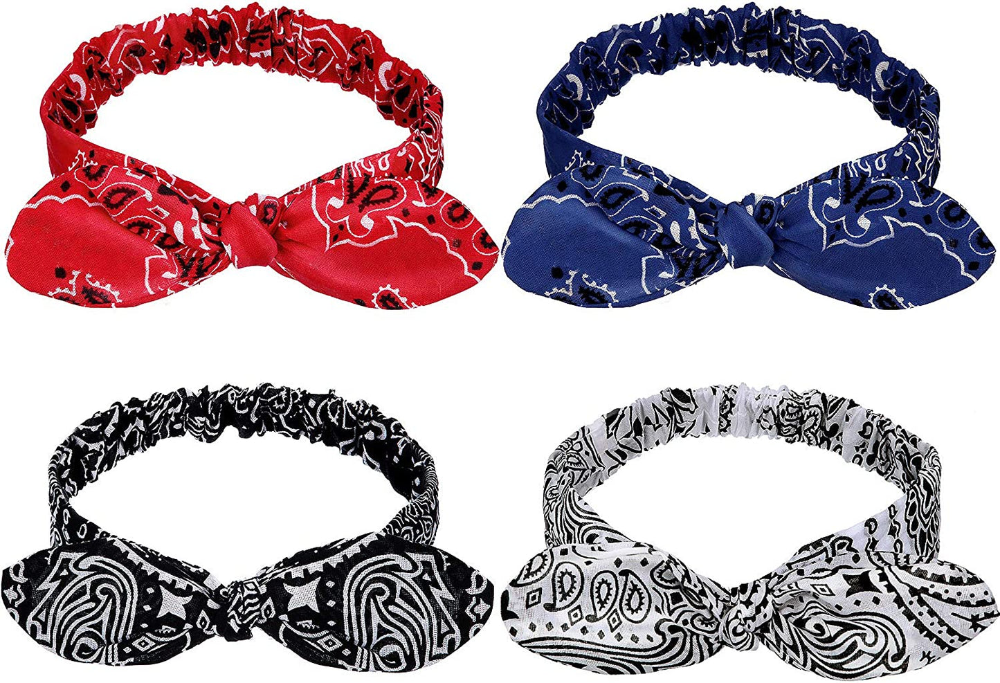 Headbands Retro Print Headbands Paisley Print Headband Headwrap for Girls and Women (Style H, 4 Pieces) Apparel & Accessories > Clothing Accessories > Bandanas & Headties Hicarer