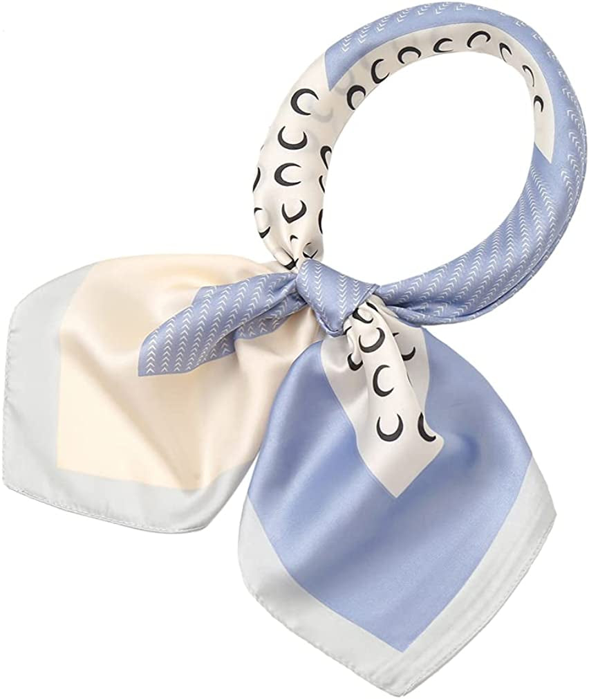 LMVERNA Square Satin Scarf for Women Polka Dot Ribbon Scarves 27 by 27 Inch Apparel & Accessories > Clothing Accessories > Bandanas & Headties LMVERNA Pattern F