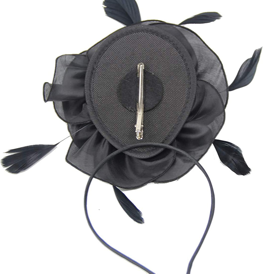 Women Flower Fascinator Hat Wedding Bridal Fascinators Tea Party Hat Feather Fascinator Headband Headwear for Evening Church Apparel & Accessories > Clothing Accessories > Headwear STbest