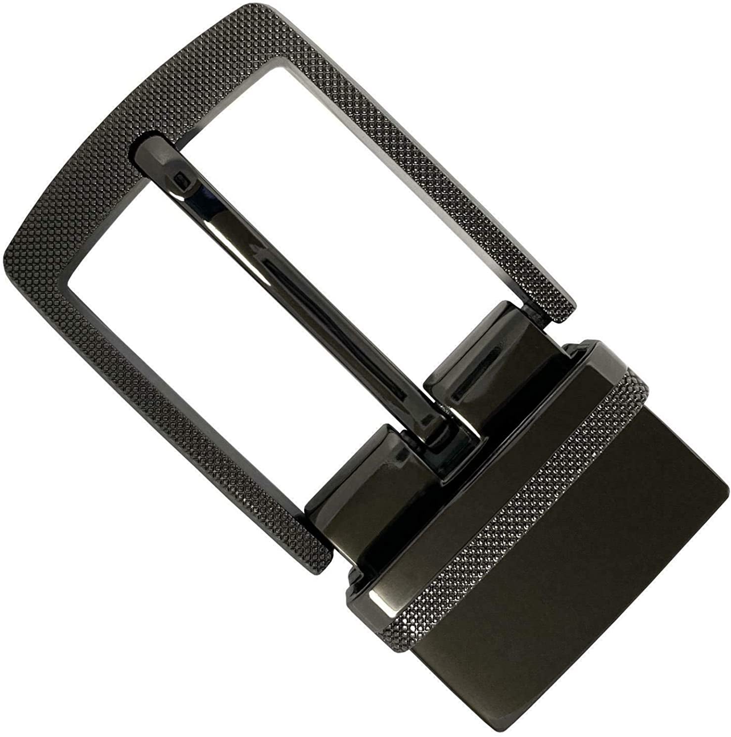 Round Edge Checkered Engraved Polished Reversible Replacement Belt Buckle Z35274R Apparel & Accessories > Clothing Accessories > Belt Buckles Belts.com Black-clamp