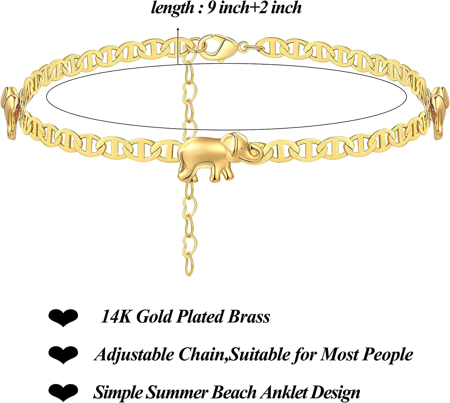Dainty Anklet Butterfly Elephant 14K Gold Plated Foot Chain Ankle Bracelet Feet Jewelry for Women Apparel & Accessories > Jewelry > Anklets Bestelly