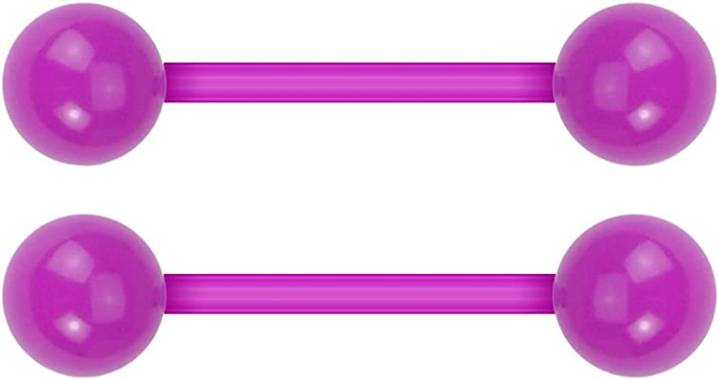 Forbidden Body Jewelry Nipple Rings, Tongue Rings, Nipple Piercing Jewelry, Nipple Jewelry, Flexible Acrylic Barbell Set 14G 16Mm (5/8 Inch) plus Free Bonus Barbell Apparel & Accessories > Jewelry > Body Jewelry Forbidden Body Jewelry Purple