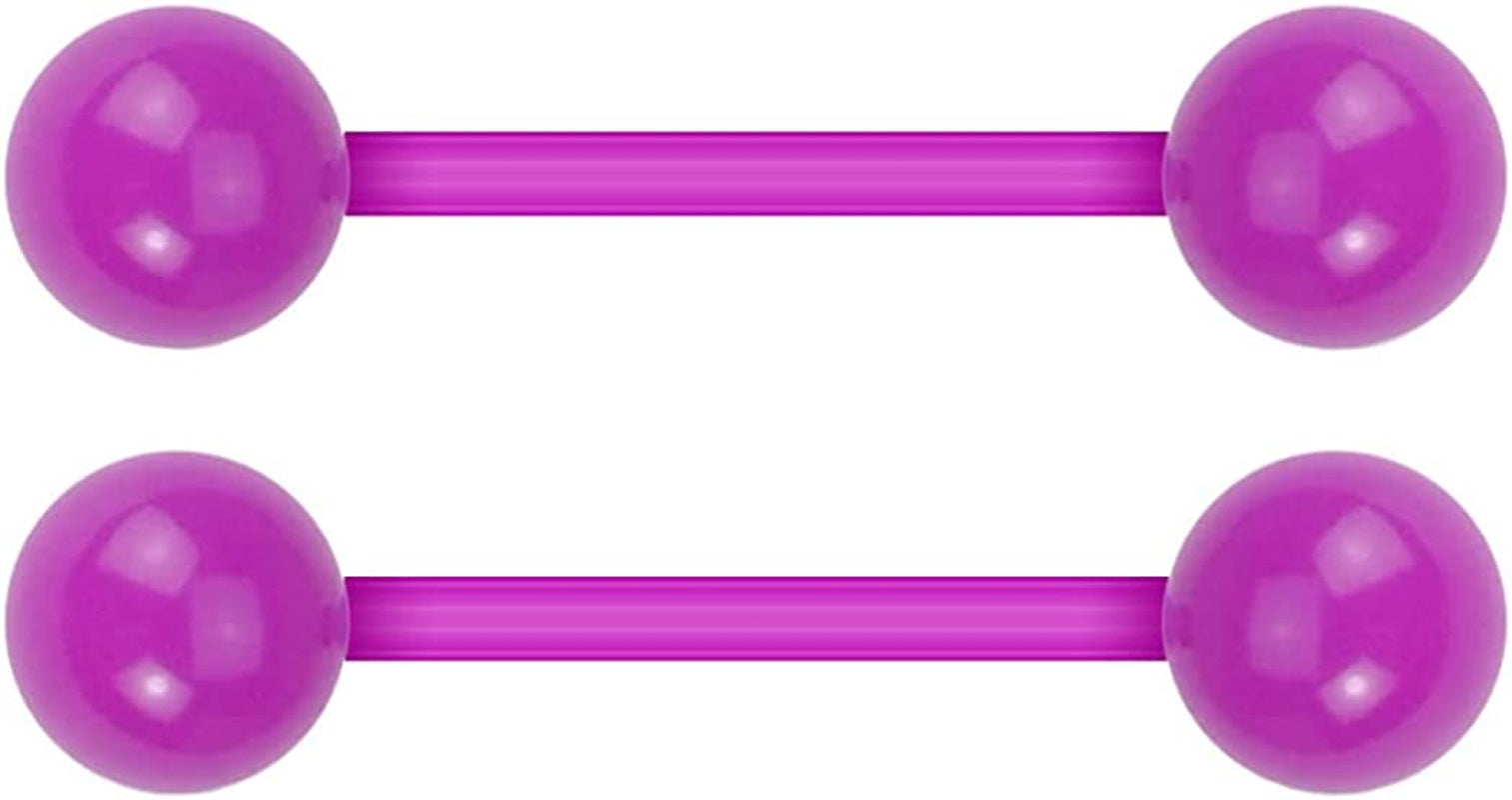 Forbidden Body Jewelry Nipple Rings, Tongue Rings, Nipple Piercing Jewelry, Nipple Jewelry, Flexible Acrylic Barbell Set 14G 16Mm (5/8 Inch) plus Free Bonus Barbell Apparel & Accessories > Jewelry > Body Jewelry Forbidden Body Jewelry Purple