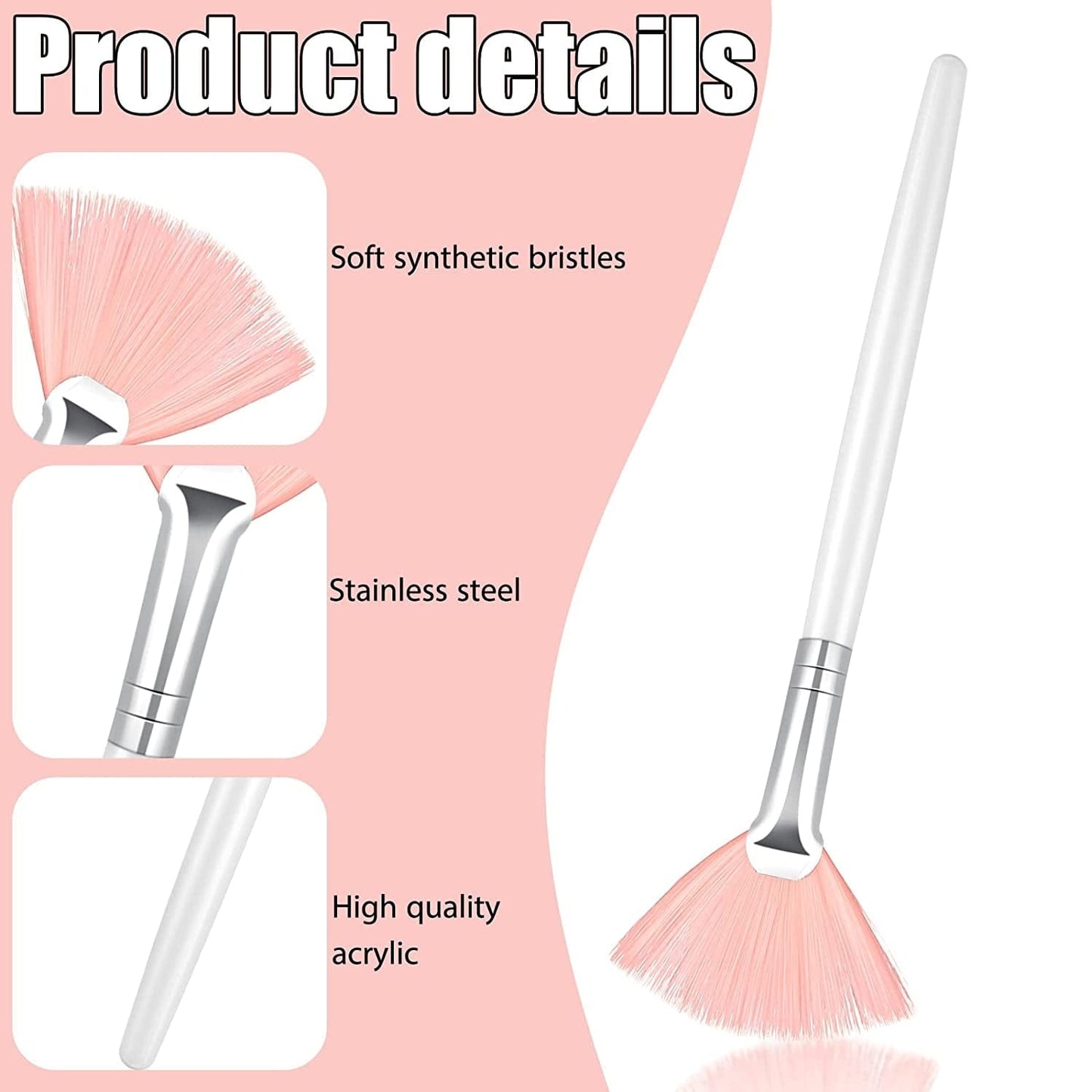 14 Pieces Fan Brushes Facial Applicator Brush Soft Fan Brushes Acid Applicator Brush Cosmetic Makeup Applicator Tools for Mud Cream (Pink) Health & Beauty > Personal Care > Cosmetics > Cosmetic Tools > Makeup Tools Patelai