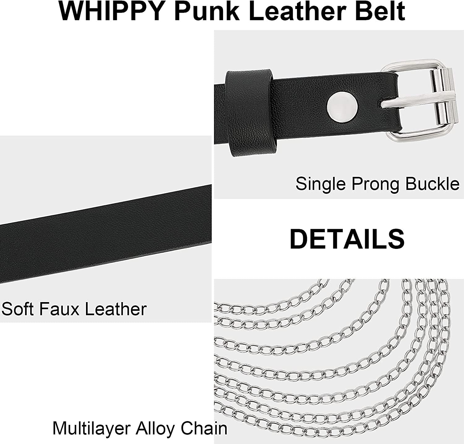 Punk Waist Chain Belt Leather Body Belly Chain Rave Festival Sexy Gothic Jewelry Accessories for Women Girls Apparel & Accessories > Jewelry > Body Jewelry WHIPPY