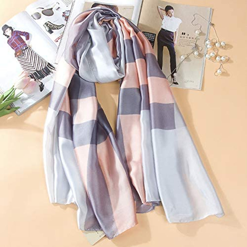 Van Caro Womens Silk Spring Scarf Fashion Shawls Wraps for Hair & Neck, Grey Apparel & Accessories > Clothing Accessories > Scarves & Shawls Lobagve