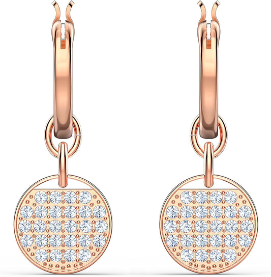 SWAROVSKI Ginger Jewelry Collection, Clear Crystals, Grey Crystals, Blue Crystals Apparel & Accessories > Jewelry > Necklaces SWAROVSKI Hoop Earrings - Rose Gold Tone Finish