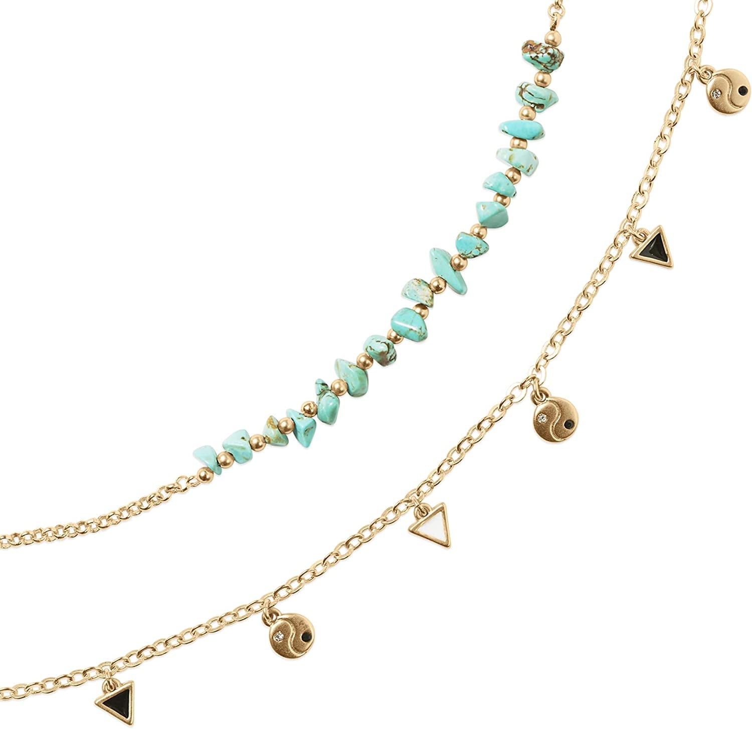 Lucky Brand Turquoise Beaded Anklet,Gold,One Size Apparel & Accessories > Jewelry > Anklets Lucky Brand