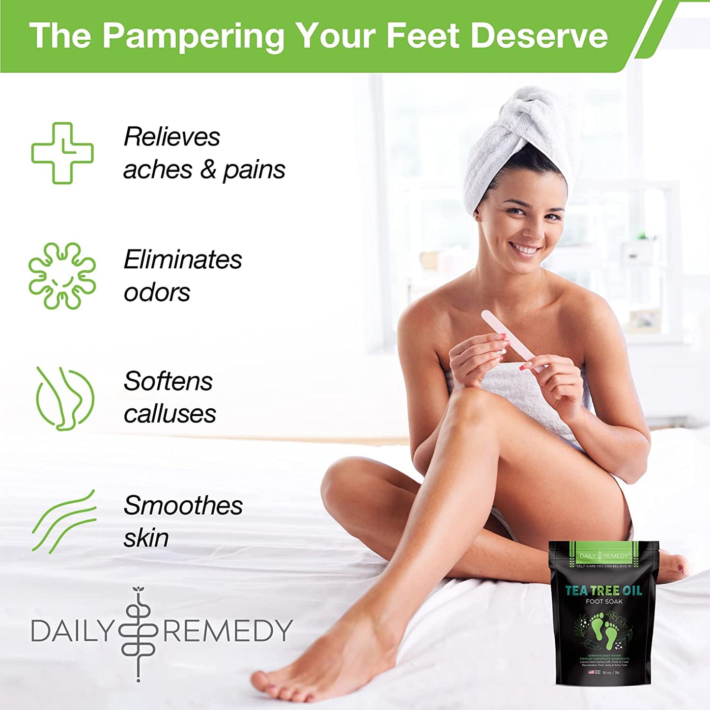 Tea Tree Oil Foot Soak with Epsom Salt - Made in USA - for Toenail Irritations, Athletes Foot, Stubborn Foot Odor Scent, Softens Calluses & Soothes Sore Tired Feet - 2 PACK Health & Beauty > Personal Care > Foot Care DAILY REMEDY