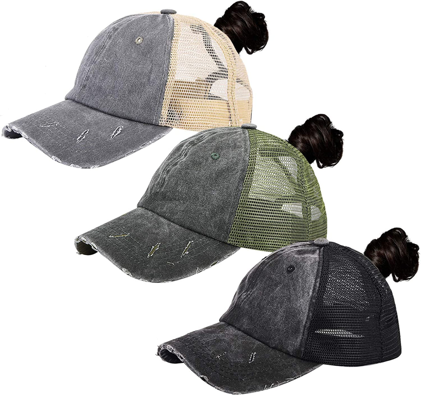 MEINICY 3 Pack Washed Plain Baseball Cap, Retro Adjustable Dad Hats Gift for Men/Women,Unstructured/Cotton Apparel & Accessories > Clothing Accessories > Hats MEINICY