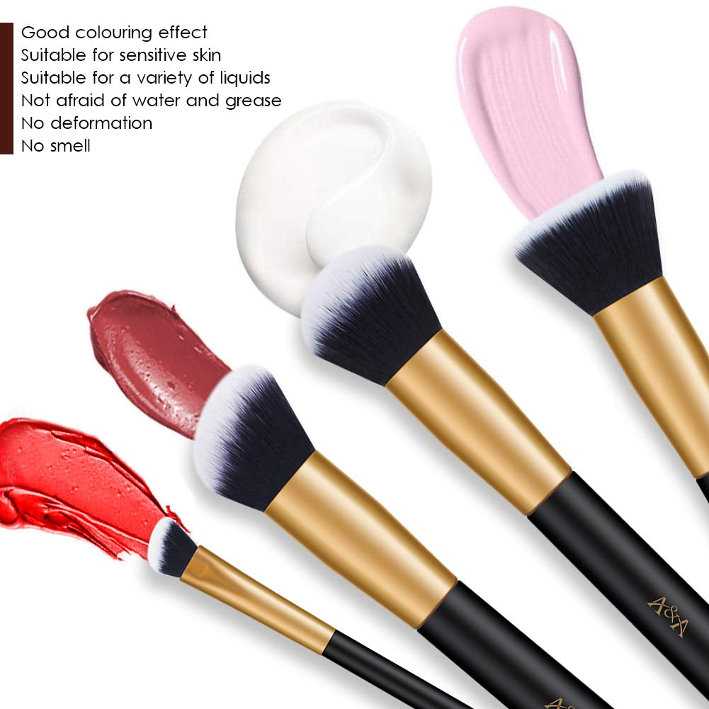 Foundation Brushes for Makeup - Professional Cosmetic Tools 15 Pcs and 1 PCS Silicone Face Mask Brush Are Made of Solid Wood Handle Black Mix Rose Gold Health & Beauty > Personal Care > Cosmetics > Cosmetic Tools > Makeup Tools A&A