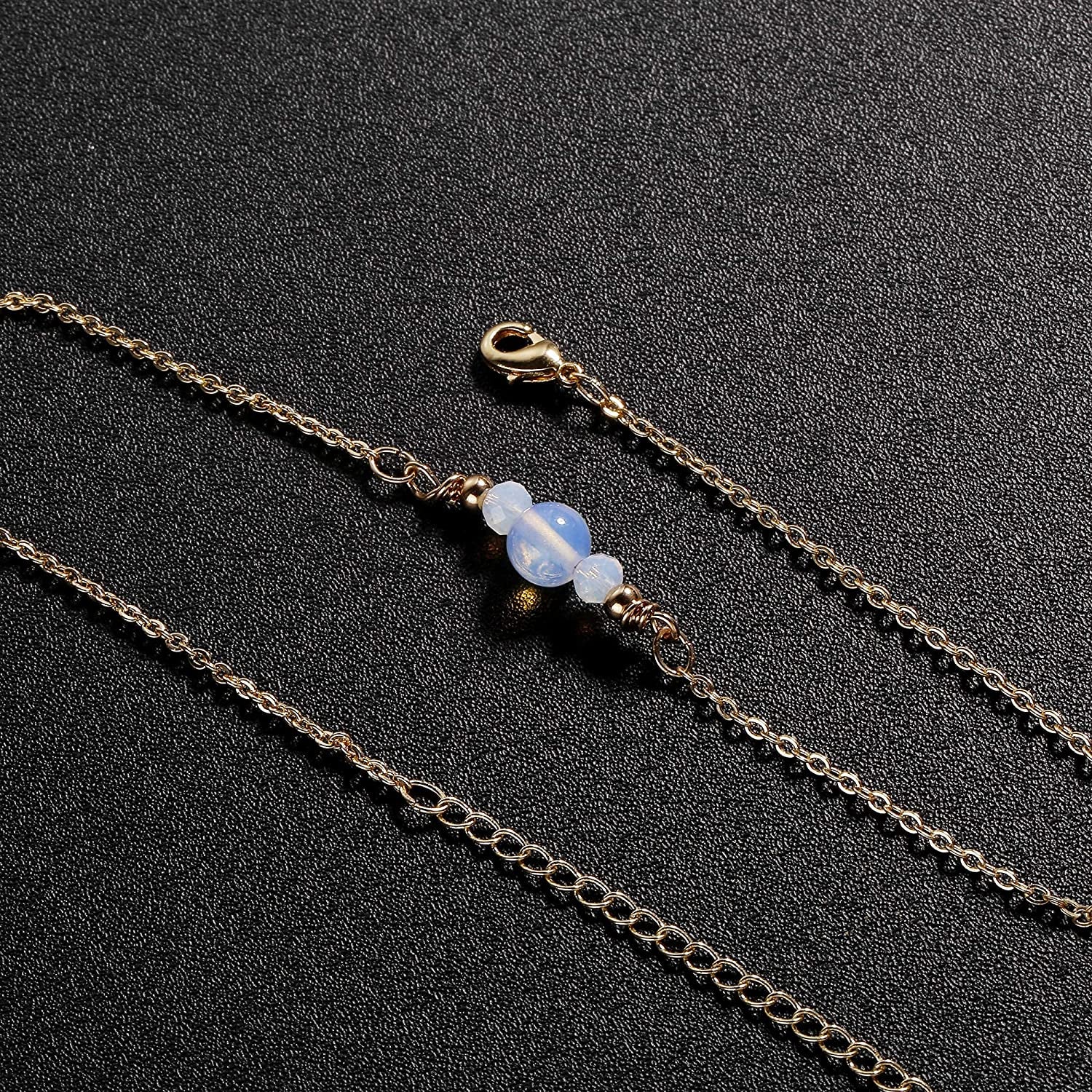 Kyerlyn Dainty Simple Chain Anklet for Women 18K Gold/Silver Plated Summer Beach Beaded Evil Eye Moon Figaro Butterfly Satellite Cuban Pearl Flat Marina Anklet Gift Apparel & Accessories > Jewelry > Anklets Kyerlyn