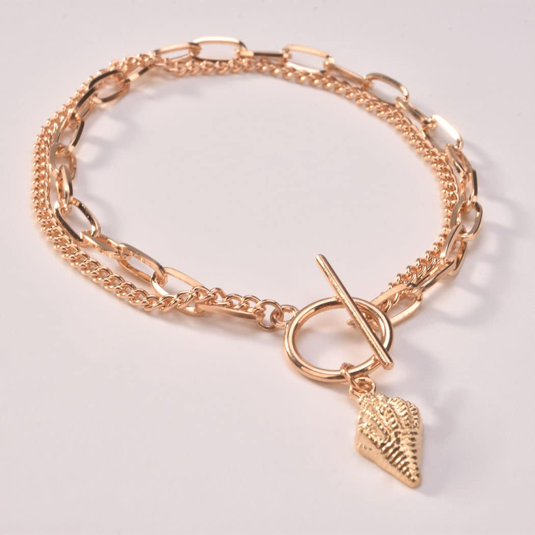 Generic Paper Clip Shell Anklet Bracelet Gold Pendant Ankle Chain Fashion Foot Jewelry for Women and Teen Girl Apparel & Accessories > Jewelry > Anklets Generic