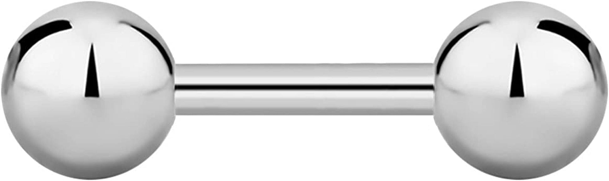 14G-16G Internally Threaded Titanium Straight Barbell Body Piercing Jewelry (Sold Individually) Apparel & Accessories > Jewelry > Body Jewelry Forbidden Body Jewelry 16G 6mm (1/4") 4mm Balls