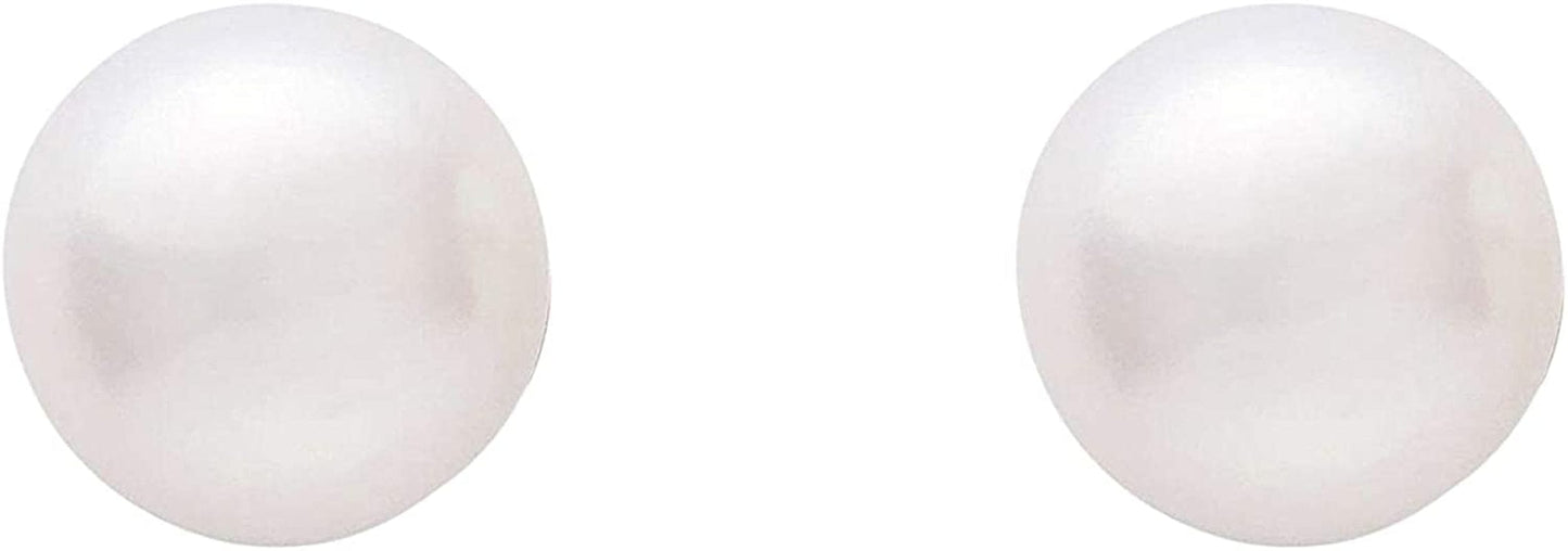 14K Gold AAAA round White Freshwater Cultured Pearl Classic Bridal Stud Earrings - Choice of Sizes & Gold Color