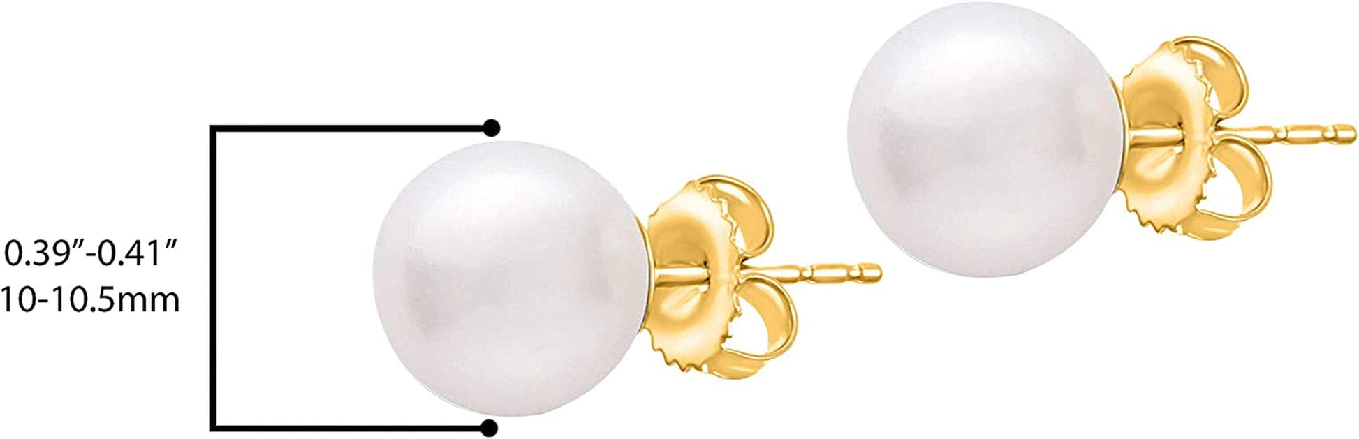 14K Gold AAAA round White Freshwater Cultured Pearl Classic Bridal Stud Earrings - Choice of Sizes & Gold Color