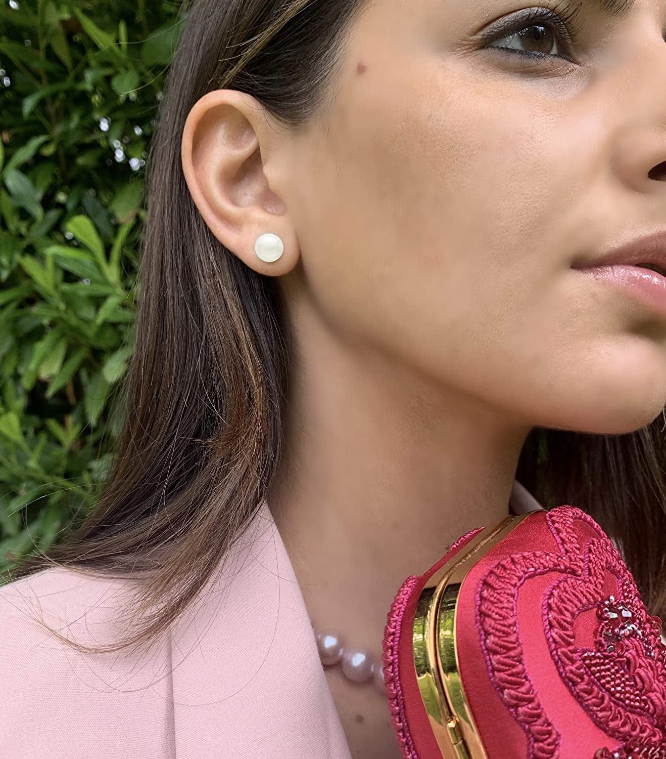 14K Gold AAAA round White Freshwater Cultured Pearl Classic Bridal Stud Earrings - Choice of Sizes & Gold Color