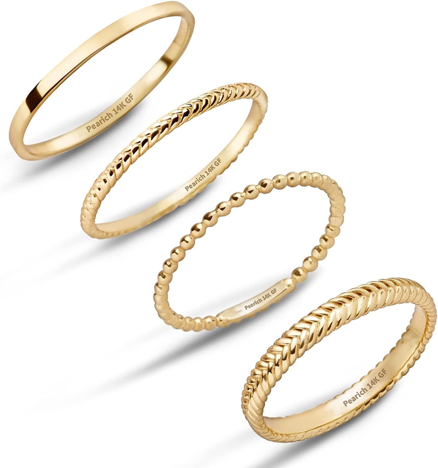 14K Gold Filled Rings Stacking Rings for Women Girls Stackable Thin Gold Ring Plain Statement Band Ring Comfort Fit Size 5 to 10 3PCS/5PCS 14K Filled Gold -4pcs / 6