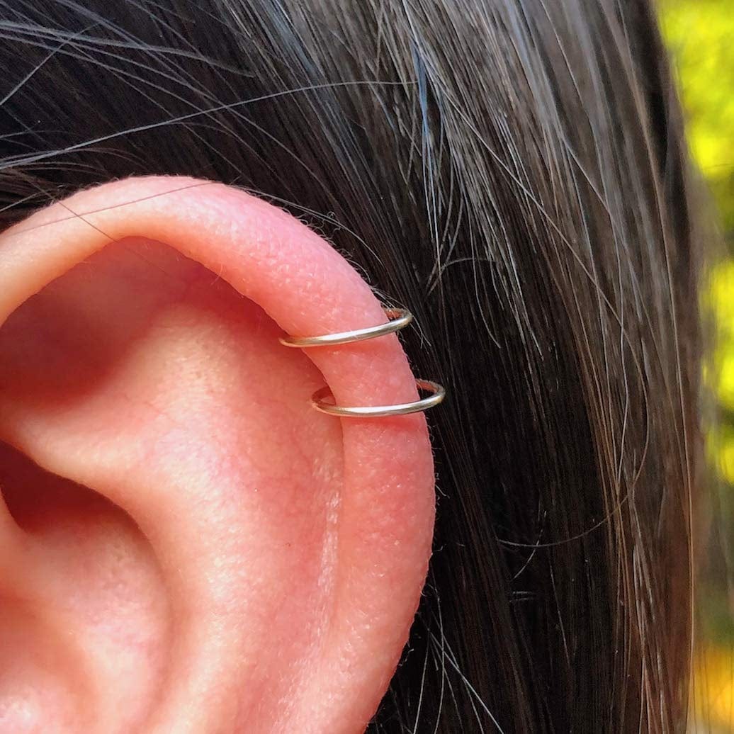 14K Gold Filled Small Hoop Earrings for Cartilage Nose, Tiny Thin 7Mm Piercing Hoop Ring 22 Gauge Gold / 6mm 22 gauge / 1 pair