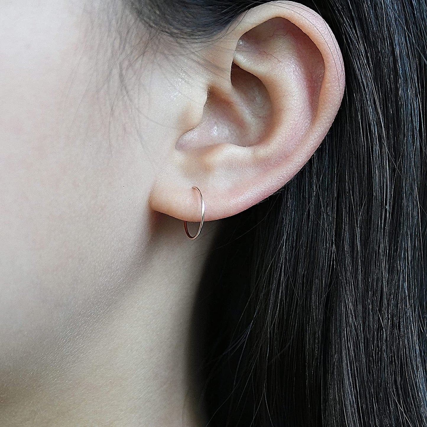 14K Gold Filled Small Hoop Earrings for Cartilage Nose, Tiny Thin 7Mm Piercing Hoop Ring 22 Gauge Rose Gold / 10mm 22 gauge / 1 pair