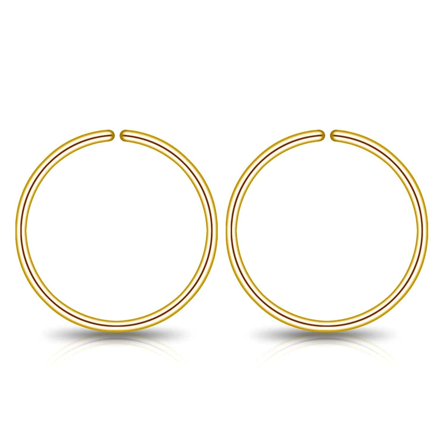 14K Gold Filled Small Hoop Earrings for Cartilage Nose, Tiny Thin 7Mm Piercing Hoop Ring 22 Gauge Gold / 9mm 22 gauge / 1 pair