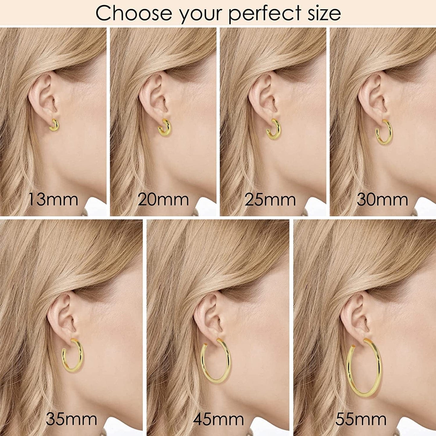 14K Gold Plated Chunky Gold Hoops High Polished Gold Hoop Earrings for Women