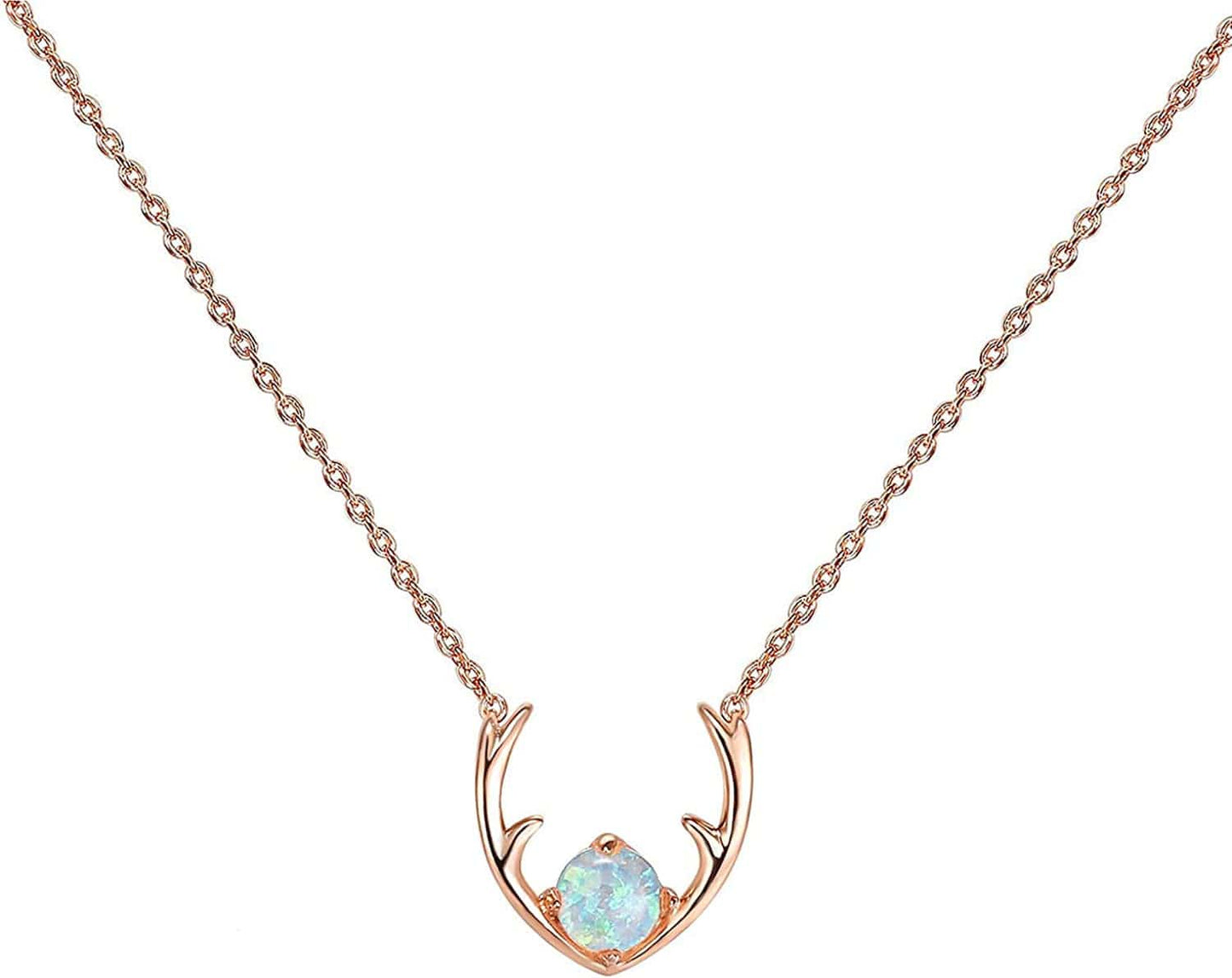14K Gold Plated Created Opal Necklace | Opal Necklaces for Women Antler / Rose Gold