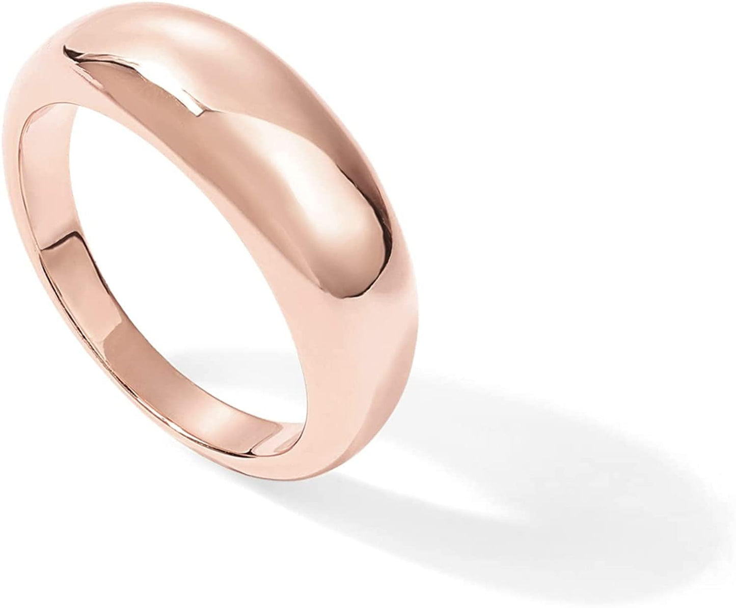 14K Gold Plated Croissant Dome Ring | Twisted Braided Gold Plated Ring | Chunky Signet Ring Rose - Dome / 8