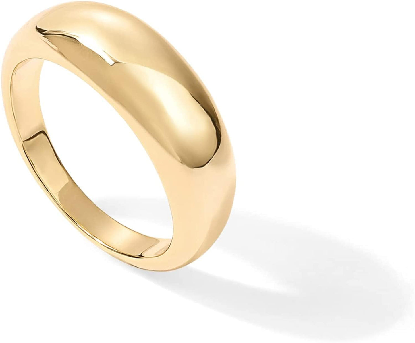 14K Gold Plated Croissant Dome Ring | Twisted Braided Gold Plated Ring | Chunky Signet Ring Yellow - Dome / 8