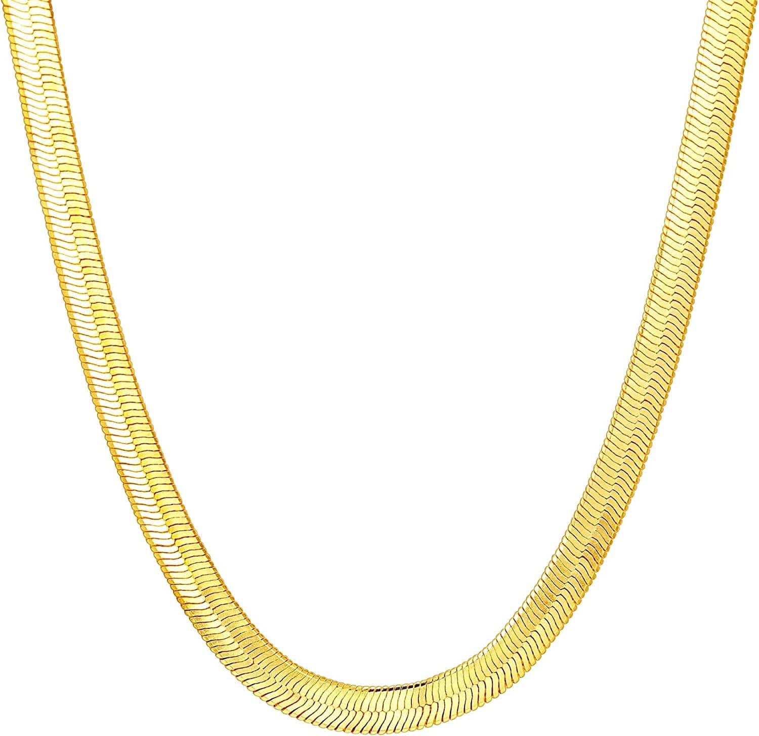 14K Gold Plated Curb Paperclip Box Sphere Bead Snake Herringbone and Figaro Chain Adjustable Necklace Snake-L / yellow gold plated