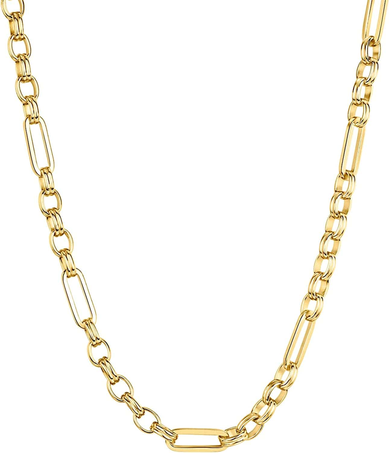 14K Gold Plated Curb Paperclip Box Sphere Bead Snake Herringbone and Figaro Chain Adjustable Necklace Chain / yellow gold plated