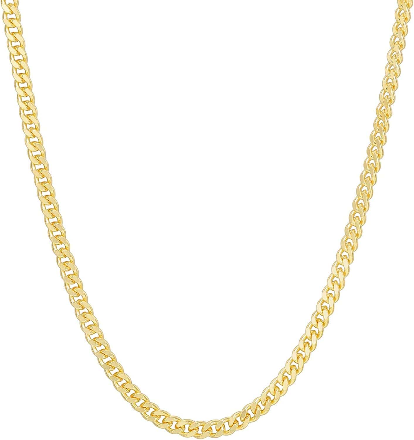 14K Gold Plated Curb Paperclip Box Sphere Bead Snake Herringbone and Figaro Chain Adjustable Necklace Curb / vermeil - yellow
