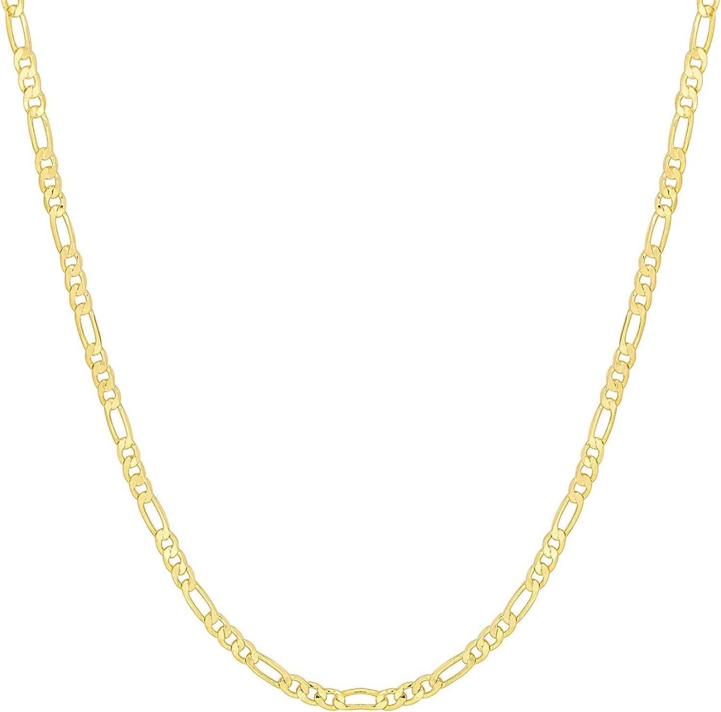 14K Gold Plated Curb Paperclip Box Sphere Bead Snake Herringbone and Figaro Chain Adjustable Necklace Figaro-M / vermeil - yellow