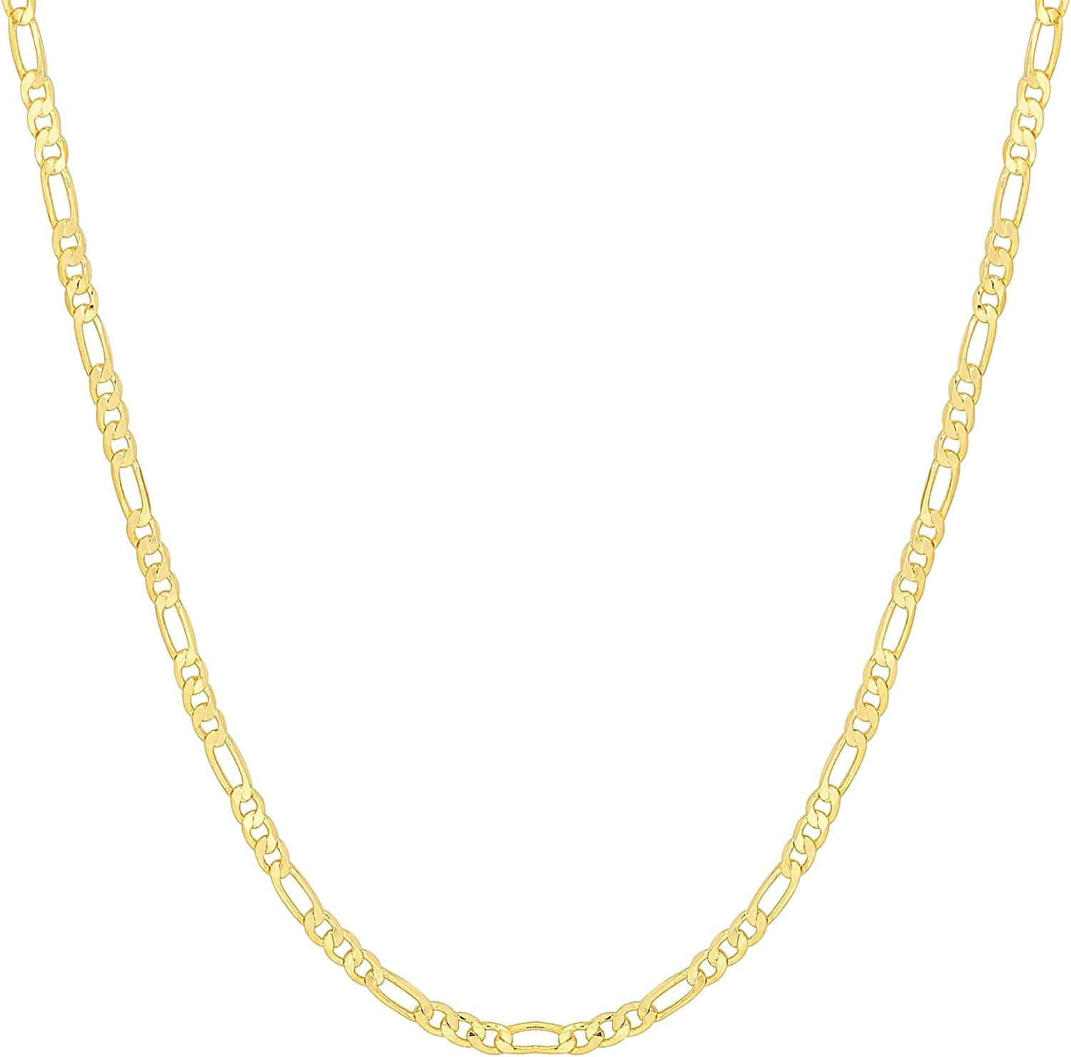 14K Gold Plated Curb Paperclip Box Sphere Bead Snake Herringbone and Figaro Chain Adjustable Necklace Figaro-M / vermeil - yellow