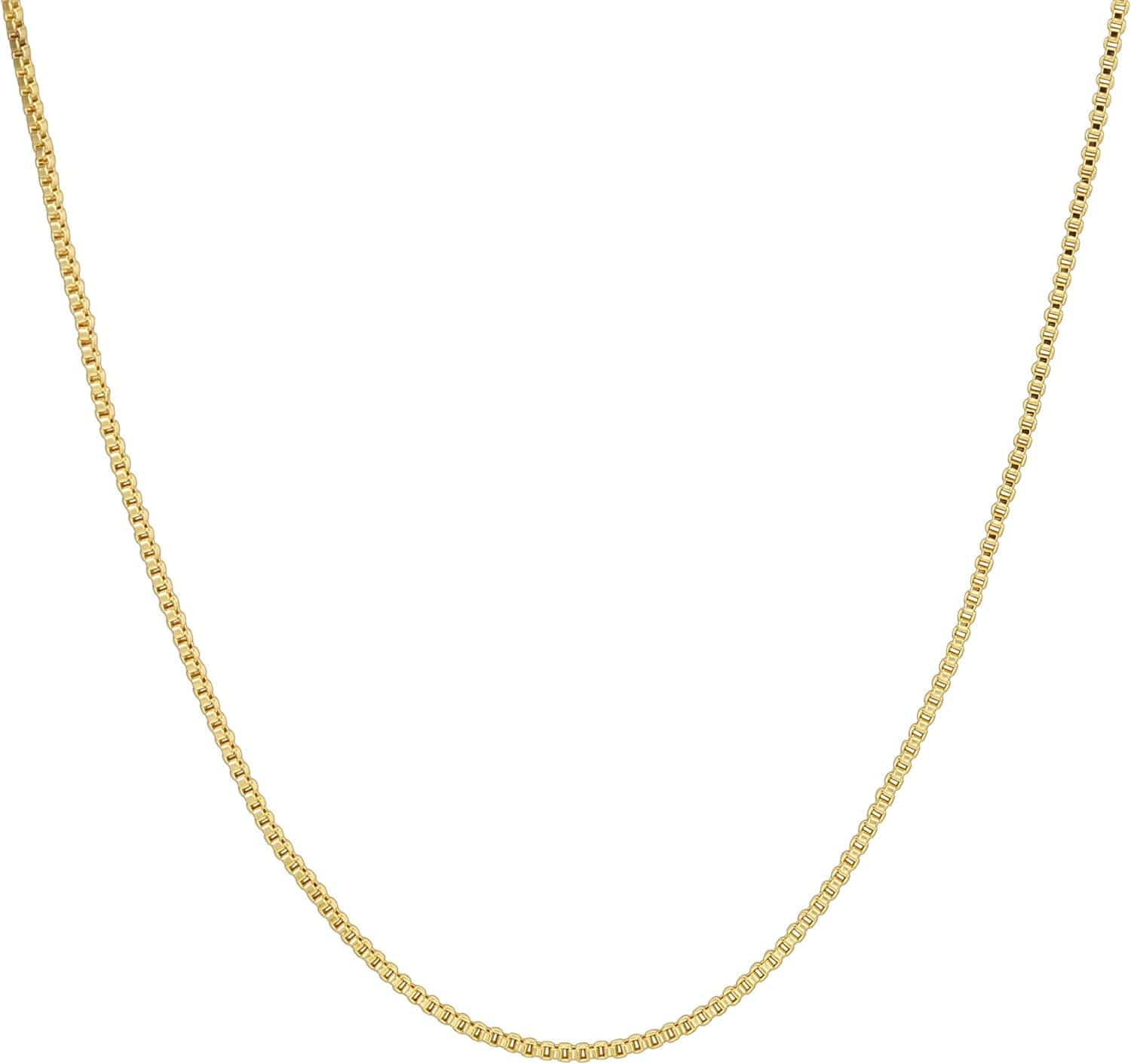 14K Gold Plated Curb Paperclip Box Sphere Bead Snake Herringbone and Figaro Chain Adjustable Necklace Box / vermeil - yellow