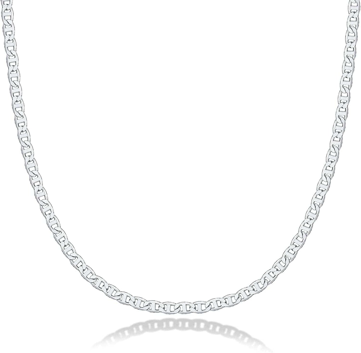 14K Gold Plated Curb Paperclip Box Sphere Bead Snake Herringbone and Figaro Chain Adjustable Necklace Mariner Link / white gold plated