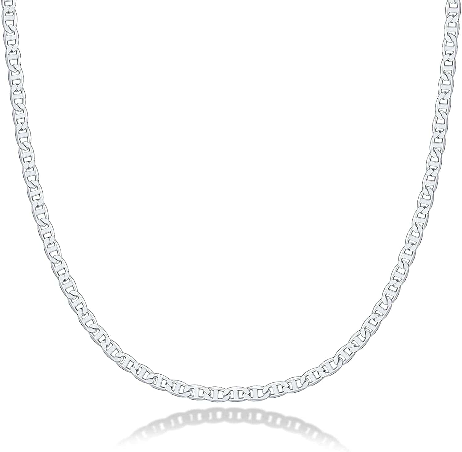 14K Gold Plated Curb Paperclip Box Sphere Bead Snake Herringbone and Figaro Chain Adjustable Necklace Mariner Link / white gold plated