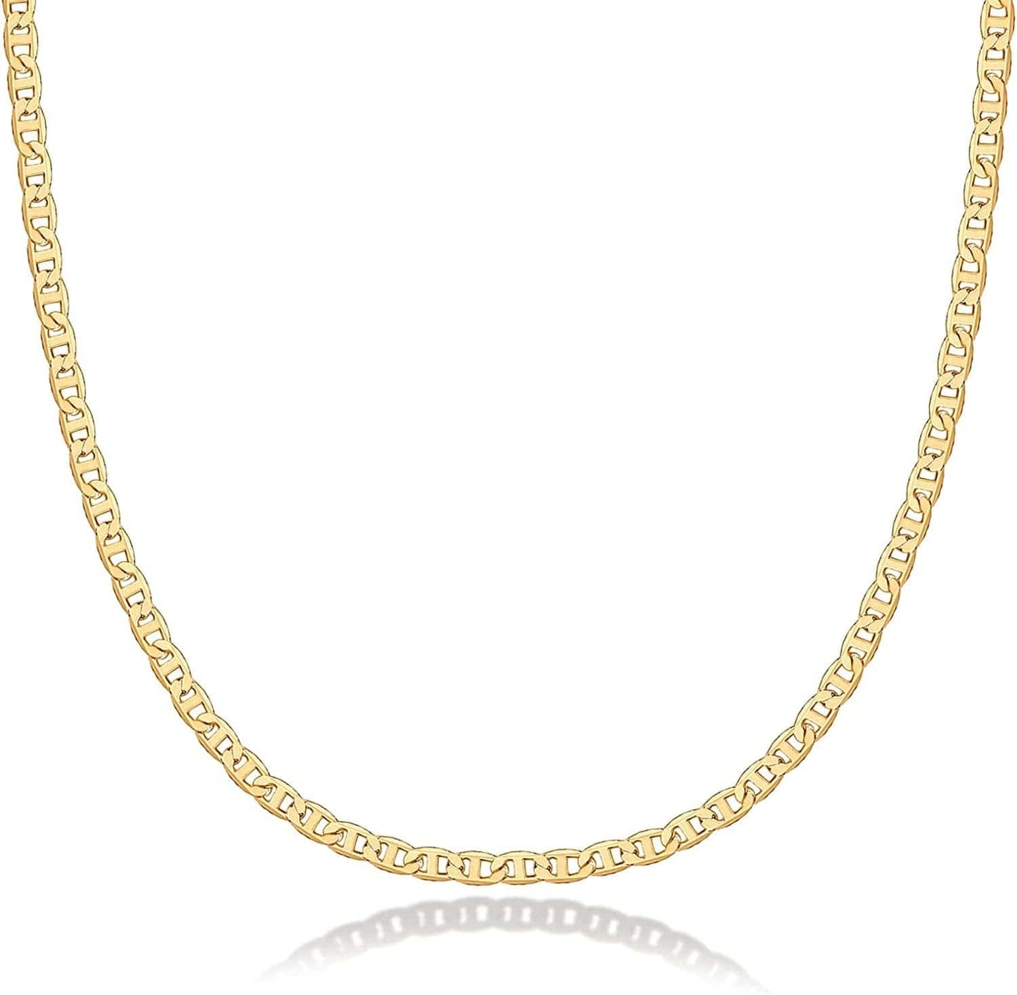 14K Gold Plated Curb Paperclip Box Sphere Bead Snake Herringbone and Figaro Chain Adjustable Necklace Mariner Link / yellow gold plated