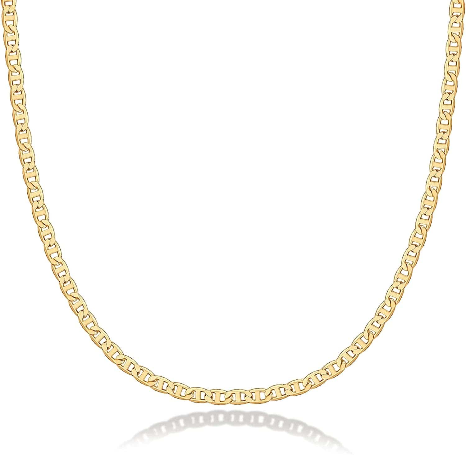 14K Gold Plated Curb Paperclip Box Sphere Bead Snake Herringbone and Figaro Chain Adjustable Necklace Mariner Link / yellow gold plated