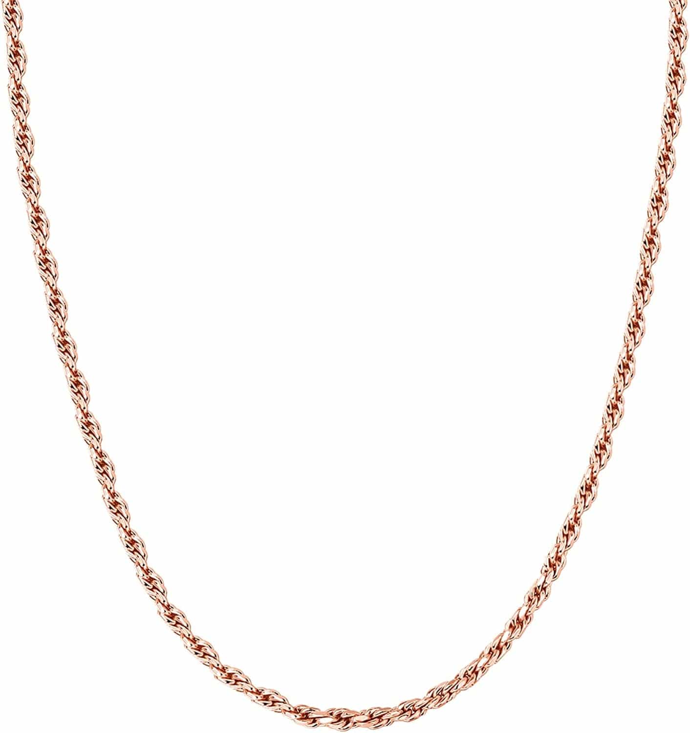 14K Gold Plated Curb Paperclip Box Sphere Bead Snake Herringbone and Figaro Chain Adjustable Necklace Rope / rose gold plated