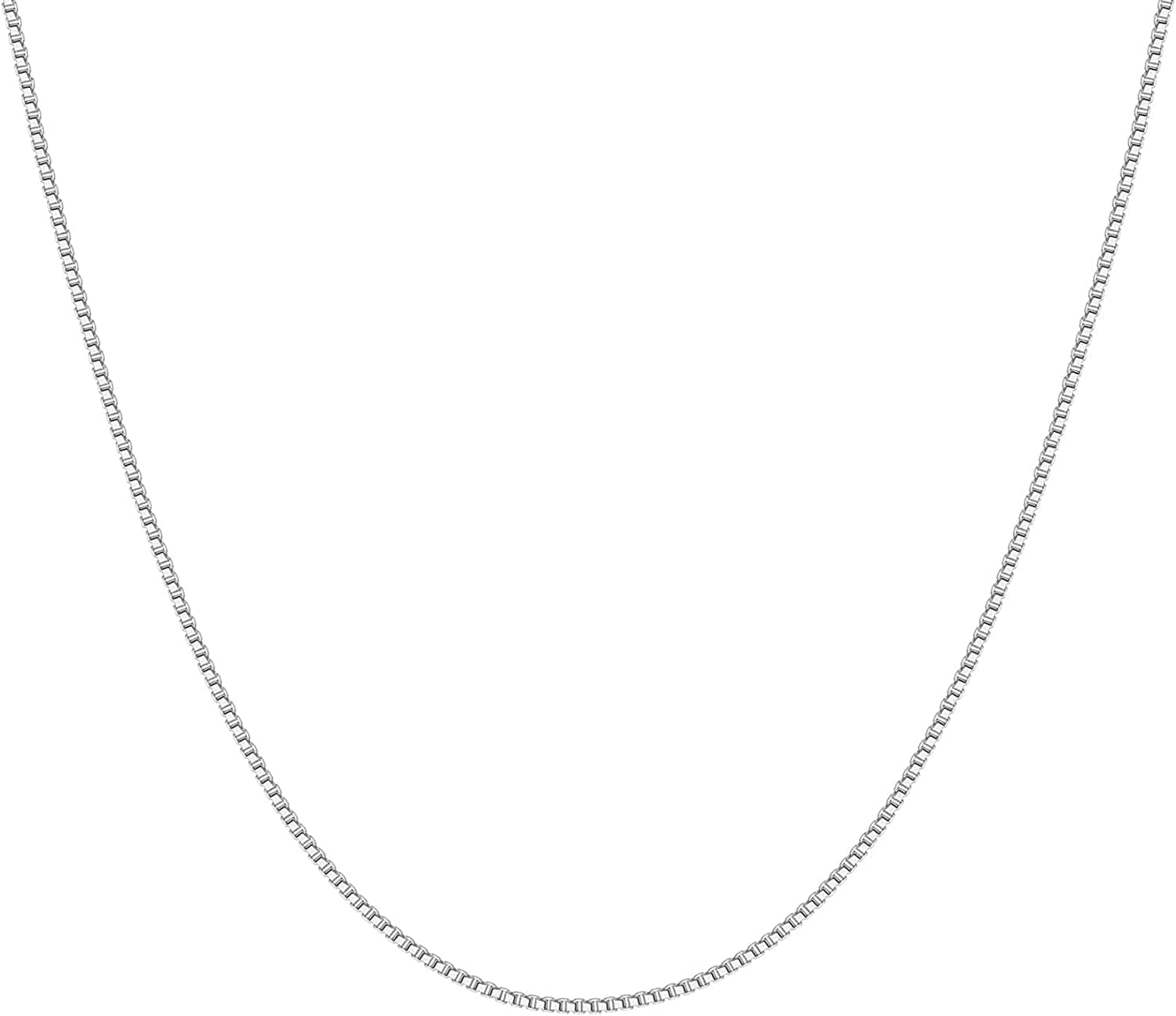 14K Gold Plated Curb Paperclip Box Sphere Bead Snake Herringbone and Figaro Chain Adjustable Necklace Box / white gold plated