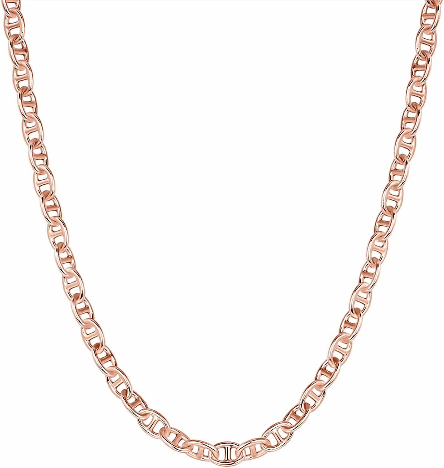 14K Gold Plated Curb Paperclip Box Sphere Bead Snake Herringbone and Figaro Chain Adjustable Necklace Anchor / rose gold plated
