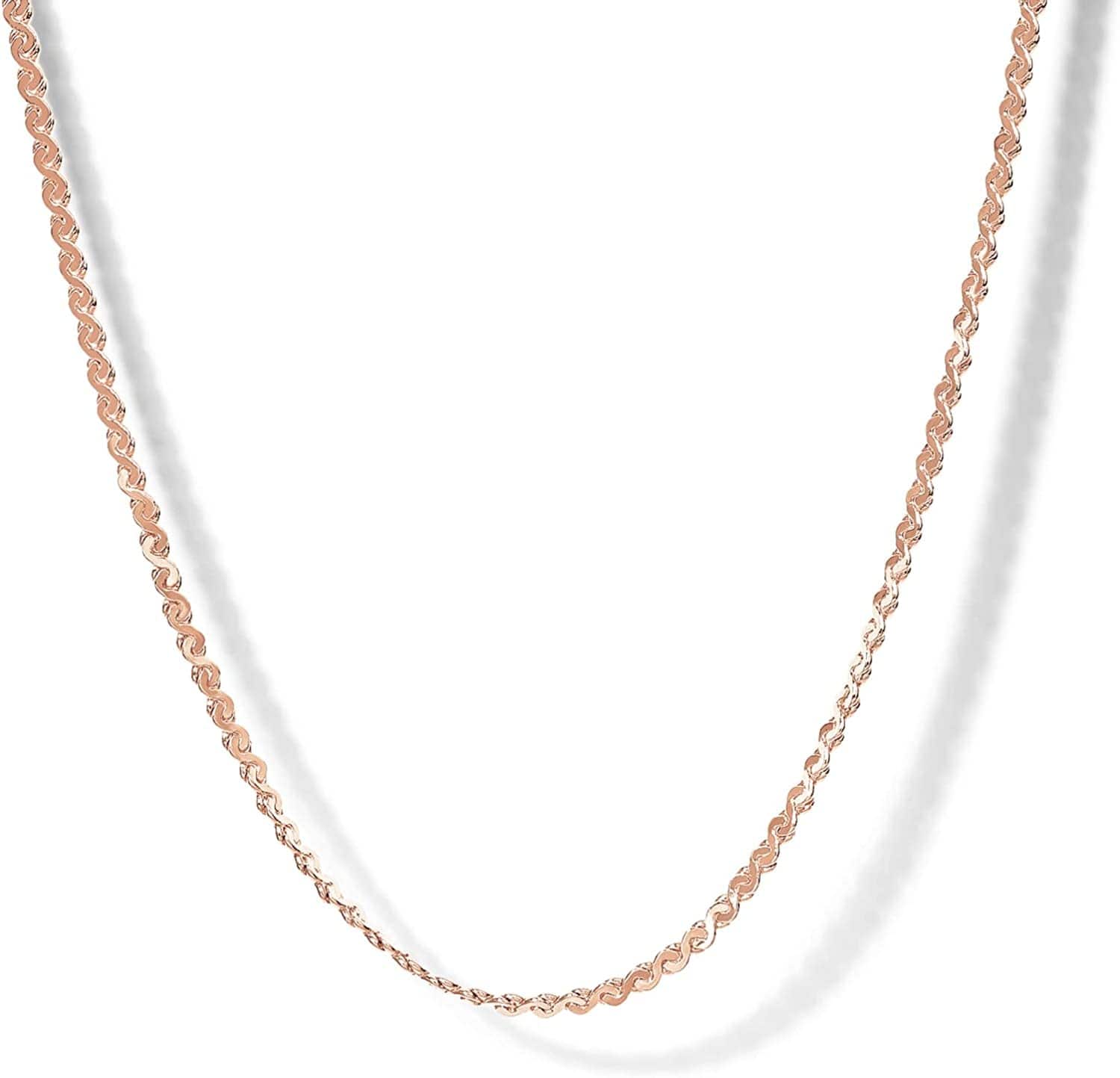 14K Gold Plated Curb Paperclip Box Sphere Bead Snake Herringbone and Figaro Chain Adjustable Necklace Serpentine / rose gold plated