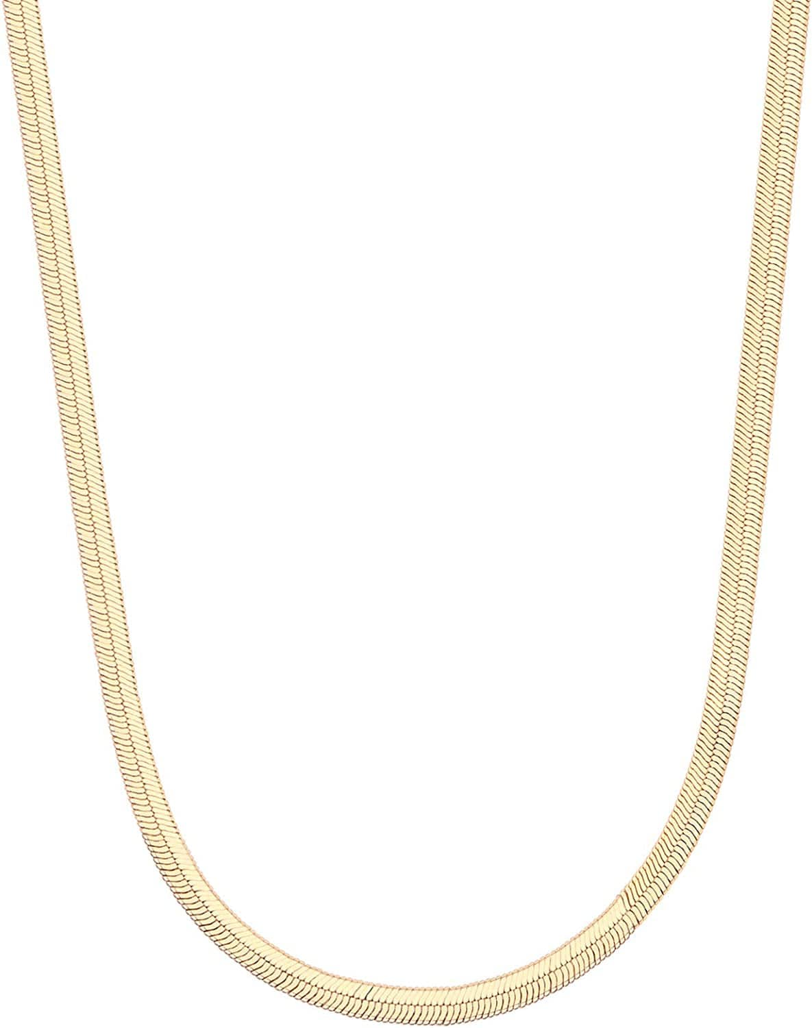 14K Gold Plated Curb Paperclip Box Sphere Bead Snake Herringbone and Figaro Chain Adjustable Necklace Snake-M / yellow gold plated