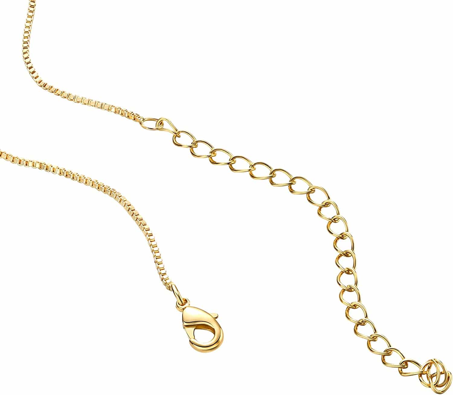 14K Gold Plated Curb Paperclip Box Sphere Bead Snake Herringbone and Figaro Chain Adjustable Necklace